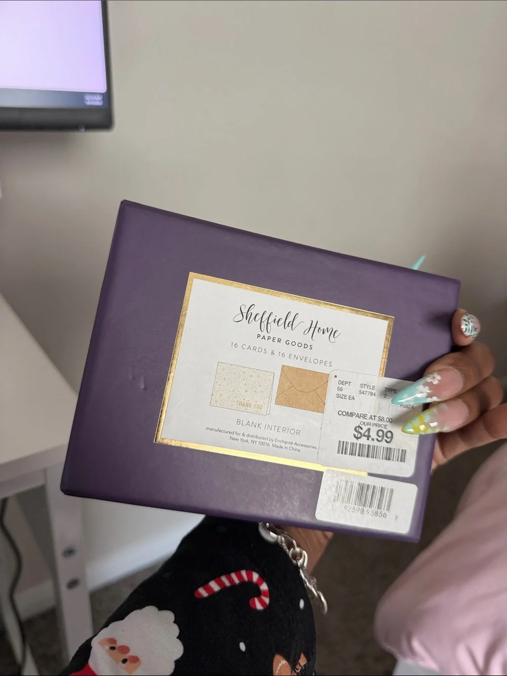 Gold Holiday Card Box — 'Merry Christmas Tree' & 2 boxes of Thank You cards